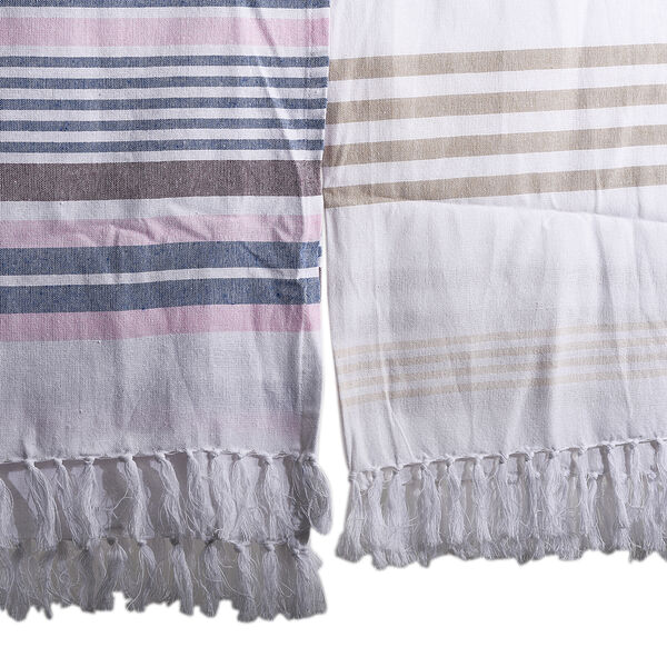 2er Set SPA Handt&uuml;cher, rosa und blaue Streifen