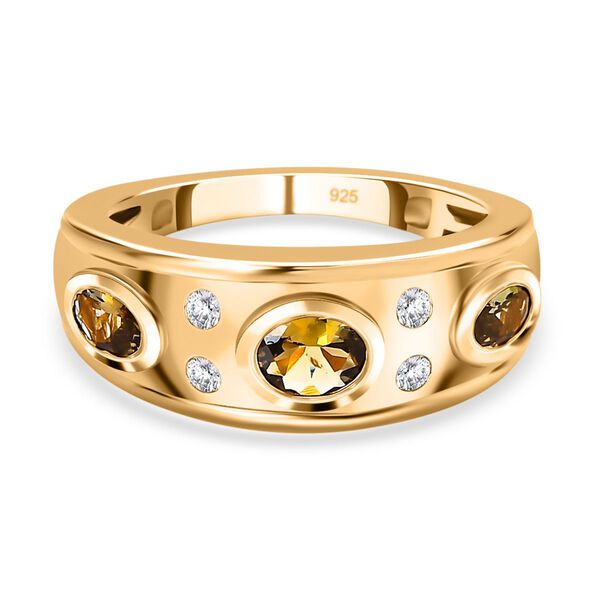 AA nat&uuml;rlicher, goldener Tansanit und Zirkon-Ring - 0,91 ct.