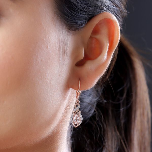 Morganit und wei&szlig;e Zirkon-Ohrringe, 925 Silber Ros&eacute;gold Vermeil ca. 1.76 ct image number 3