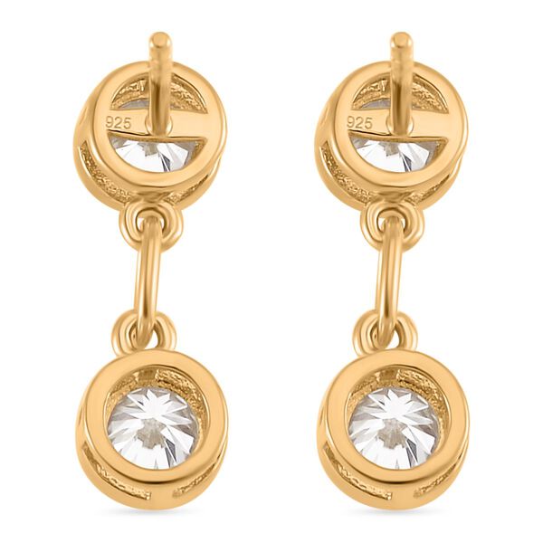 Moissanit Ohrringe, 925 Silber Gelbgold Vermeil - 2 ct. image number 5