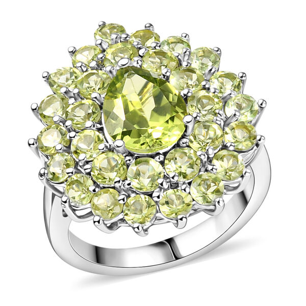 Nat&uuml;rlicher Peridot Ring 925 Silber platiniert  ca. 4,61 ct image number 5