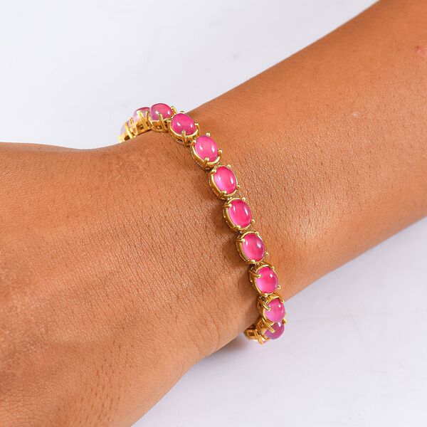 D'Joy Maulbeer Mondstein, Wei&szlig;er Zirkon Armband ca. 19 cm 925 Silber 750 Gelbgold Vermeil ca. 19,38 ct. image number 3