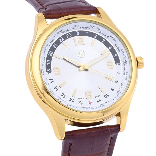 Strada - wasserdichte Uhr, Gold und Braun image number 3