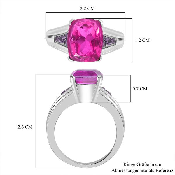 Orchidee Farbe Quarz Triplette, Rosa Zirkonia Ring Edelstahl (Größe 17.00) ca. 4,68 ct image number 7