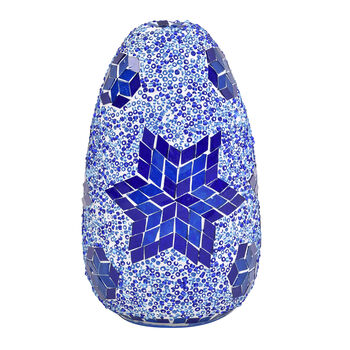 Handgefertigte orientalische Mosaikglas Tischlampe - Wassertropfen Form, Gr&ouml;&szlig;e 15x55 cm, Blau