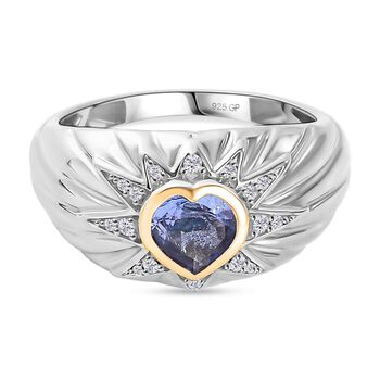 GP Celestial Kollektion- AAA Tansanit, Zirkon und Kanchanaburi blauer Saphir zweifarbiger Ring - 0,82 ct.