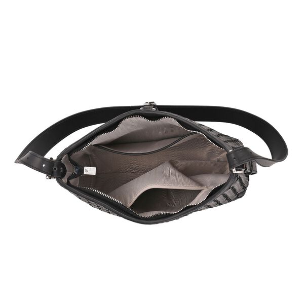 100% Echtleder Crossbody Tasche, 27x9x20cm, Schwarz image number 6