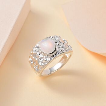 Nat&uuml;rlicher, &auml;thiopischer Welo Opal Ring 925 Silber (Gr&ouml;&szlig;e 19.00) ca. 1,30 ct