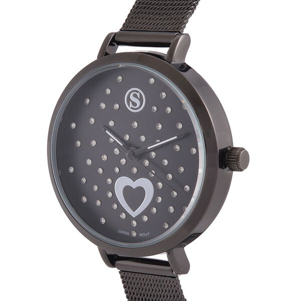 STRADA - Japanisches Uhrwerk, Weißer Kristall, 8.5 cm Reiner Edelstahl, Schwarzfarben image number 4