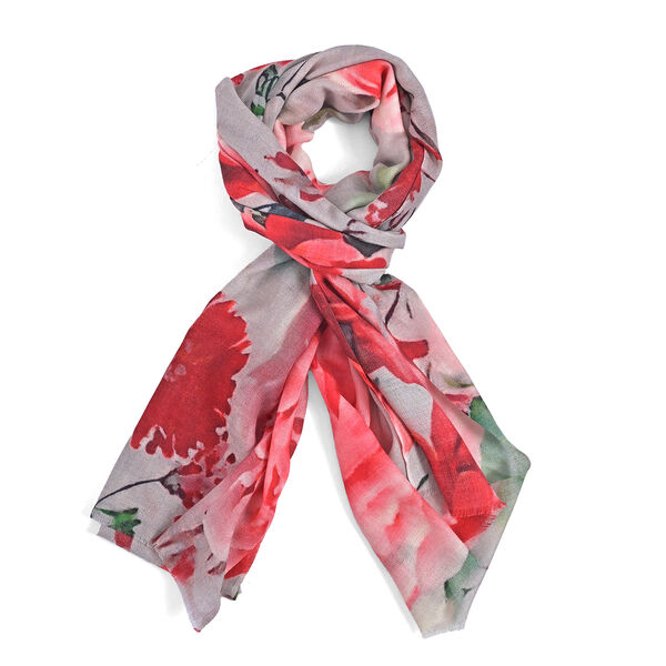 LA MAREY - Gro&szlig;formatiger Schal, 100% Kaschmirwolle, 70 x 195 cm, Rosen Blumenprint image number 4