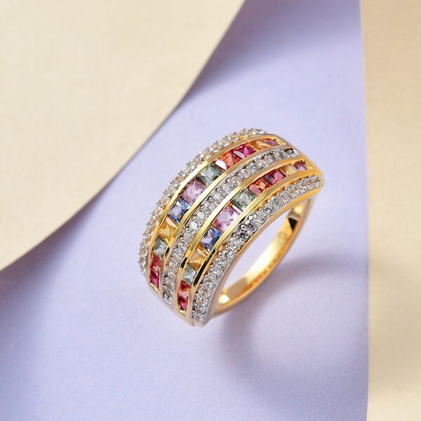 AAA mehrfarbiger Saphir und Zirkon-Ring - 2,43 ct. image number 2