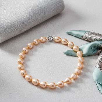 Goldene Tropfen Muschelkernperle 50cm Halskette