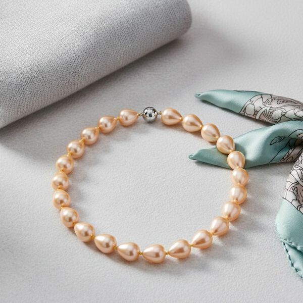 Goldene Farbe Muschelkernperle Halskette ca. 50 cm Reiner Edelstahl Standard image number 1