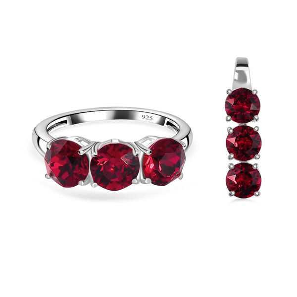 Rubin Kristall Schmuckset 925 Silber