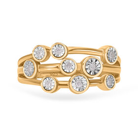 Weißer Diamant Ring, 925 Silber Gelbgold Vermeil (Größe 20.00) ca. 0.10 ct