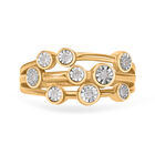 Weißer Diamant Ring, 925 Silber Gelbgold Vermeil (Größe 19.00) ca. 0.10 ct