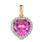 D’joy Erstellt Rosa Saphir, Weißer Zirkon Anhänger 925 Silber 750 Gelbgold Vermeil ca. 4,70 ct.