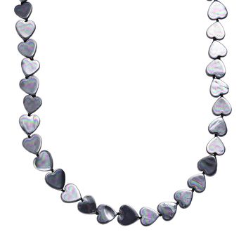 Pfaufarbene Herz Muschelkernperle 50cm Halskette