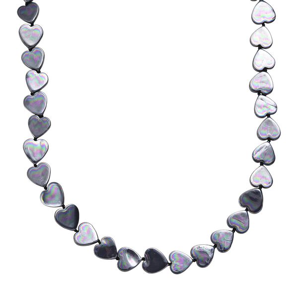 Pfaufarbene Herz Muschelkernperle 50cm Halskette