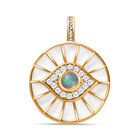 Natürlicher, äthiopischer Welo Opal, Weißer Zirkon Anhänger, 925 Silber Gelbgold Vermeil ca. 0.51 ct