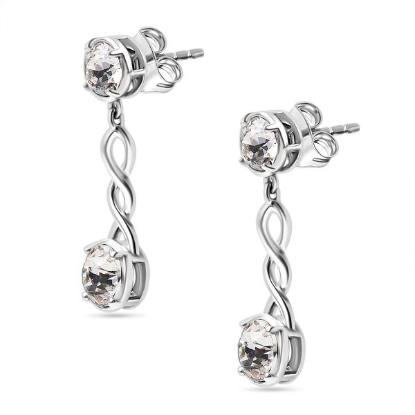 J Francis gefertigt mit SWAROVSKI- Weiße Swarovski Kristall Ohrringe, 925 Silber rhodiniert image number 4