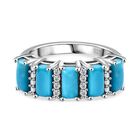 AA Sleeping Beauty T&uuml;rkis, Wei&szlig;er Zirkon Ring, 925 Silber rhodiniert (Gr&ouml;&szlig;e 20.00) ca. 2.31 ct