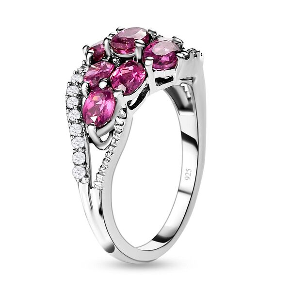 Rhodolith Granat und Zirkon-Ring, 925 Silber platiniert, 2,21 ct. image number 5