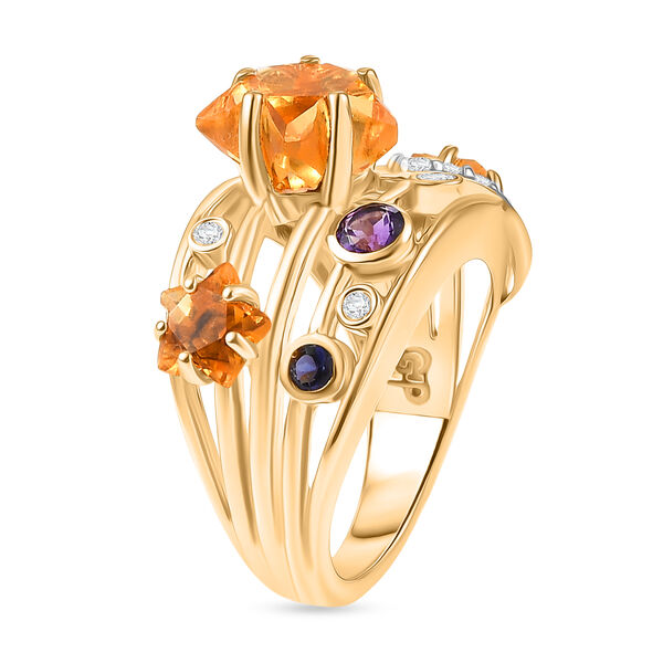 GP - Serra Gaucha Citrin, Afrikanischer Amethyst Ring 925 Silber 750 Gelbgold Vermeil (Gr&ouml;&szlig;e 17.00) ca. 5,32 ct image number 6