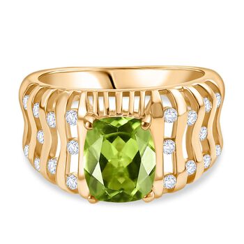 Peridot und Zirkon Ring - 2,59 ct.