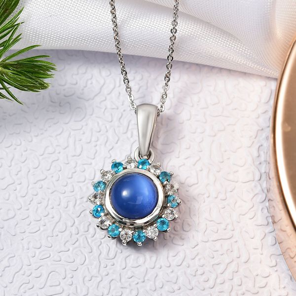 D'Joy Aurora Mondstein, Neon Apatit und Zirkon Anh&auml;nger mit 50cm Kette - 2,92 ct. image number 2