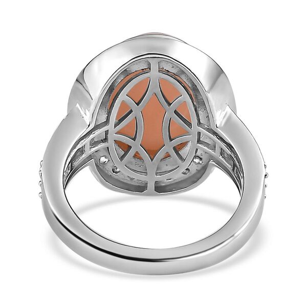 Rosa Opal und weißer Zirkon-Ring, 925 Silber platiniert, 5,83 ct. image number 6