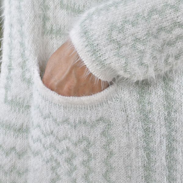 Kuschelig weicher und langer Cardigan mit Taschen, One Size, Geometrisches Muster, gr&uuml;n image number 7