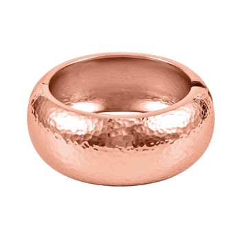 Breiter Armreif mit geh&auml;mmerter Textur, Messing, ca. 18 cm, ros&eacute;farben 