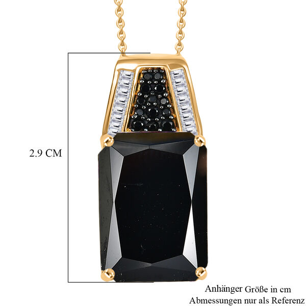 D'Joy schwarzer Spinell und Moissanit Anh&auml;nger mit 50cm Kette - 22,73 ct. image number 6