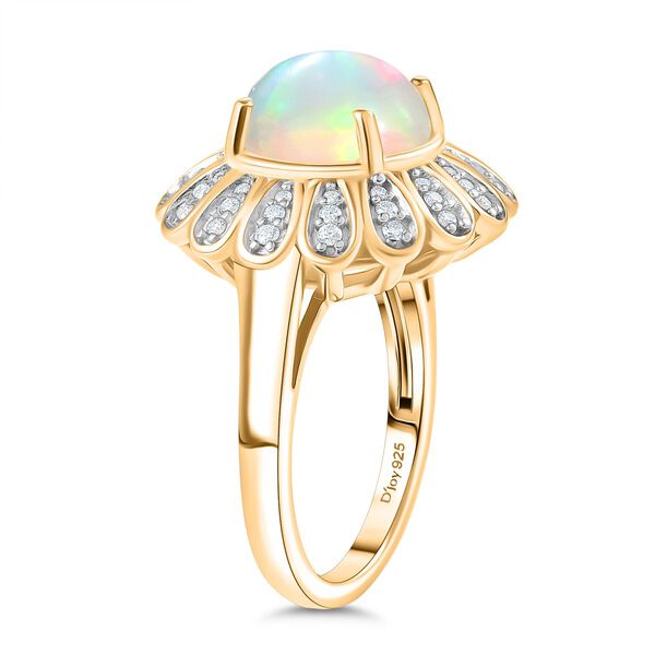 D'Joy AA Nat&uuml;rlicher, &auml;thiopischer Welo Opal, Moissanit Ring 925 Silber 750 Gelbgold Vermeil (Gr&ouml;&szlig;e 18.00) ca. 2,73 ct image number 4