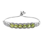 Natürliches Peridot Bolo-Armband, ca. 16-26 cm, Edelstahl, ca. 6.12 ct