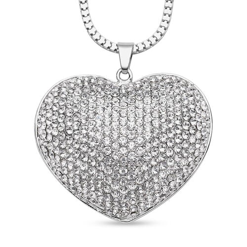 Weißer Kristall-Herz-Anhänger mit 73+5 cm Kette - 8 ct. image number 0