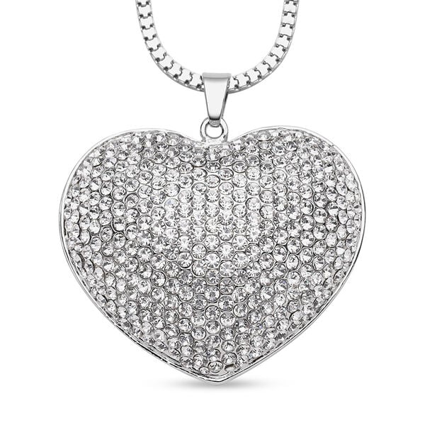 Weißer Kristall-Herz-Anhänger mit 73+5 cm Kette - 8 ct. image number 0
