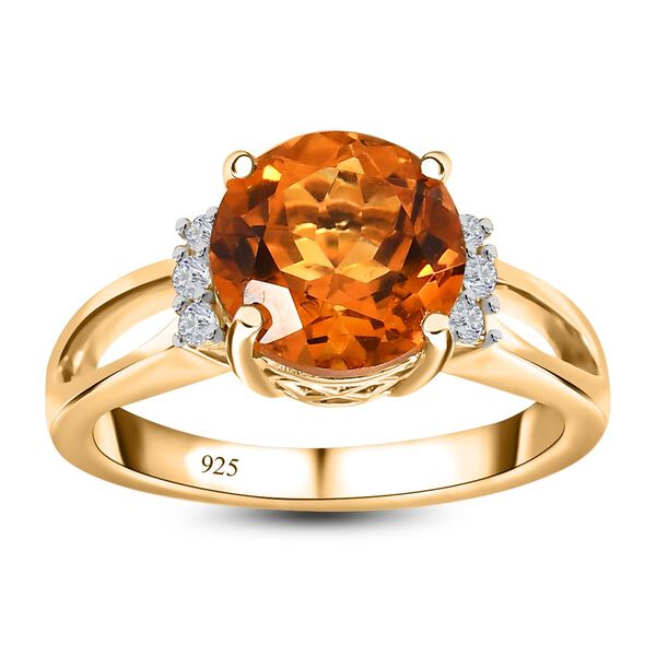 Serra Gaucha Citrin, Wei&szlig;er Zirkon Ring, 925 Silber Gelbgold Vermeil, (Gr&ouml;&szlig;e 16.00) ca. 2.80 ct image number 4