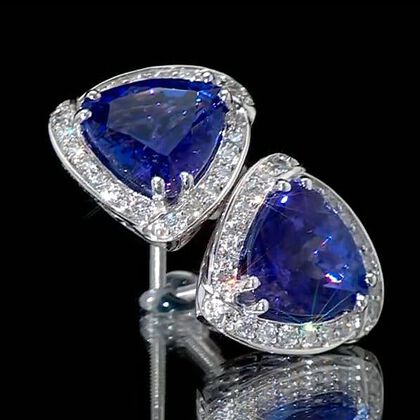 Rhapsody AAAA Tansanit, Wei&szlig;er Diamant Ohrringe 950 Platin ca. 4,00 ct.