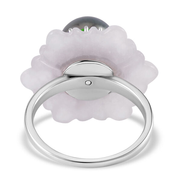Wei&szlig;e Jade, Tahiti Perle Ring, 925 Silber rhodiniert, (Gr&ouml;&szlig;e 16.00) ca. 17.90 ct image number 4