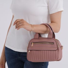 Crossbody-Tasche mit mehreren Rei&szlig;verschlussf&auml;chern und abnehmbarem Gurt, 25x9x18cm, Rosa