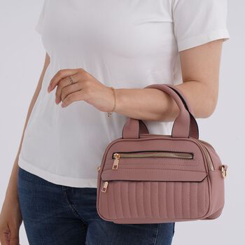 Crossbody-Tasche mit mehreren Rei&szlig;verschlussf&auml;chern und abnehmbarem Gurt, 25x9x18cm, Rosa