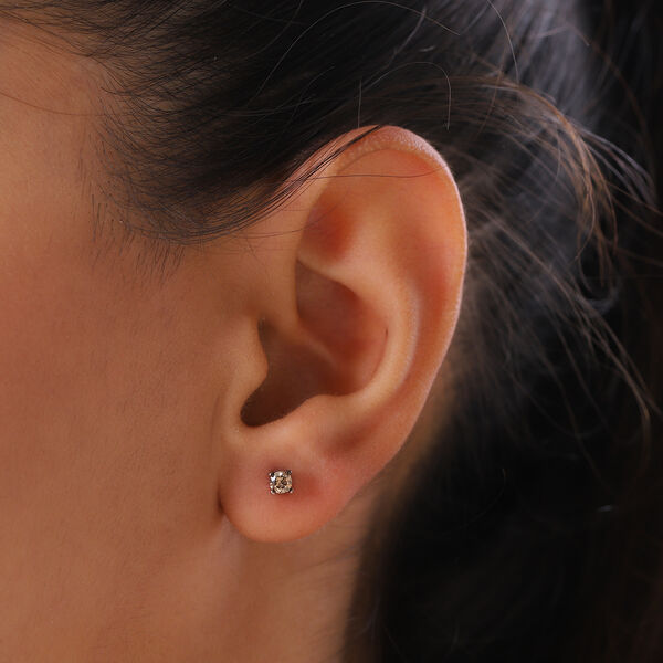 Nat&uuml;rliche Champagner Diamant-Ohrstecker, 925 Silber Ros&eacute;gold Vermeil, ca. 0,25 ct image number 3