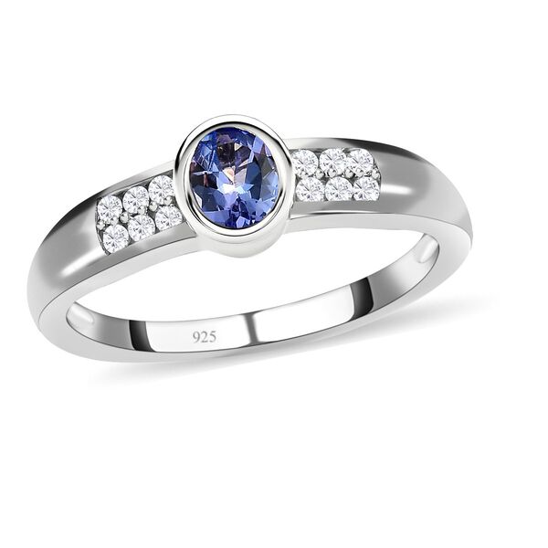 Tansanit und wei&szlig;er Zirkon-Ring - 0,46 ct. image number 4