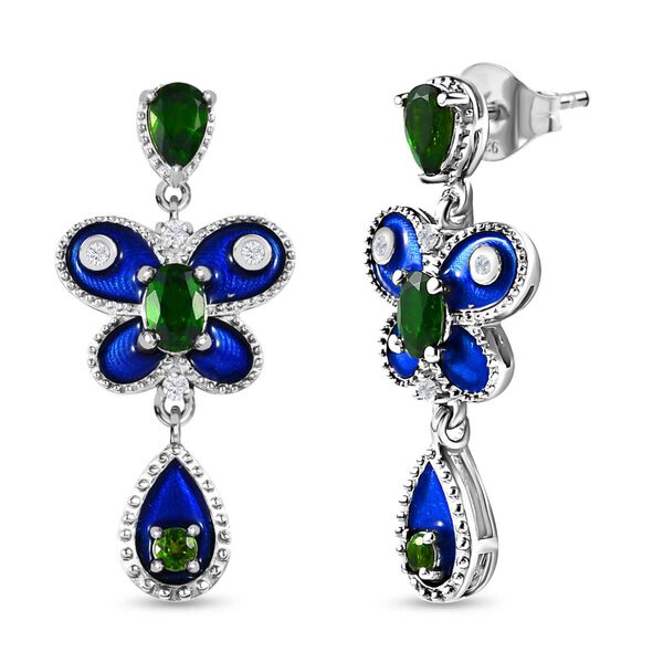 Nat&uuml;rlicher Chromdiopsid Ohrringe, 925 Silber platiniert ca. 2.22 ct image number 4