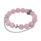 Rosenquarz flexibles Armband, Antik-silber-Plattierung, ca. 204.00 ct