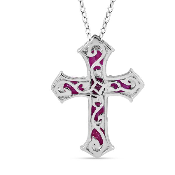 Behandelter Rubin und Zirkon-Anh&auml;nger mit 45cm Kette - 6,88 ct. image number 3