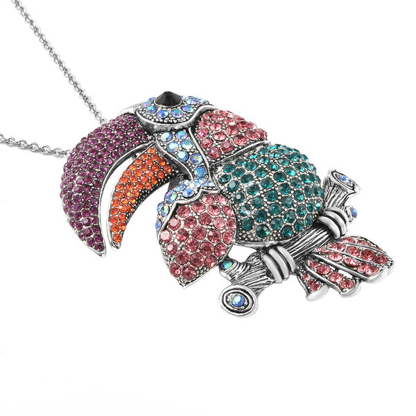 Mehrfarbige Kristall-Papageien-Brosche/ Anh&auml;nger mit 60 cm Kette - 4 ct. image number 4