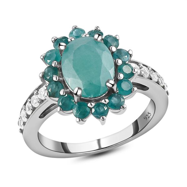 Grandidierit und wei&szlig;er Zirkon-Ring, 925 Silber platiniert  ca. 2,97 ct image number 4